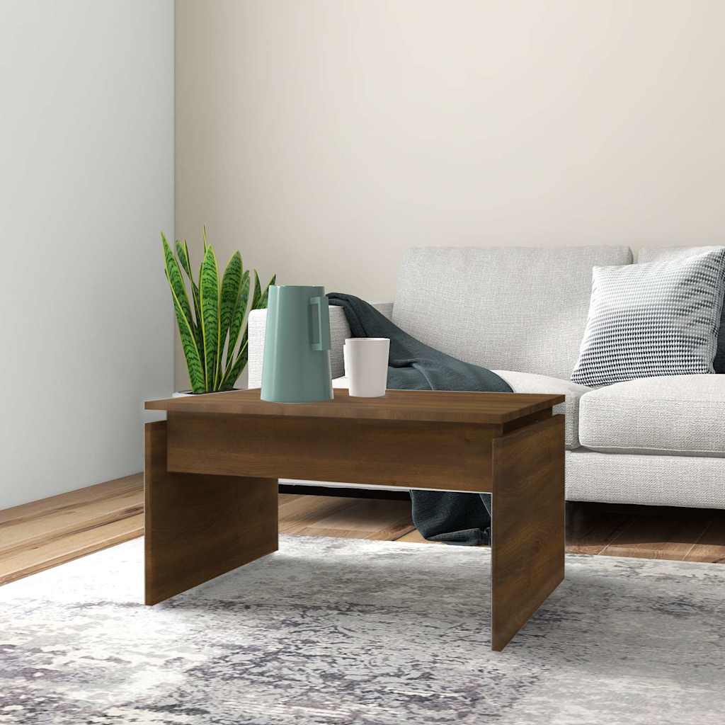 vidaXL Mesa de centro madera contrachapada roble marrón 68x50x38 cm