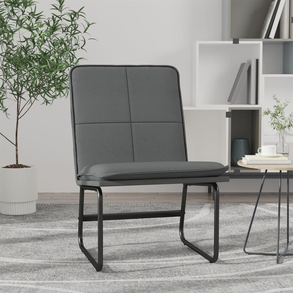 vidaXL Sillón de cuero sintético gris 54x75x76 cm