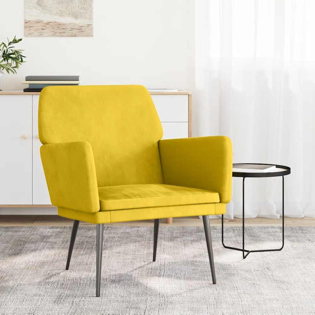 vidaXL Sillón de terciopelo amarillo 62x79x79 cm