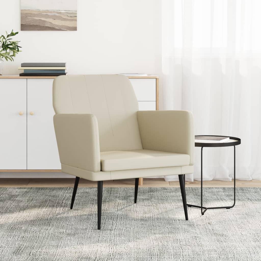 vidaXL Sillón de cuero sintético color crema 61x78x80 cm