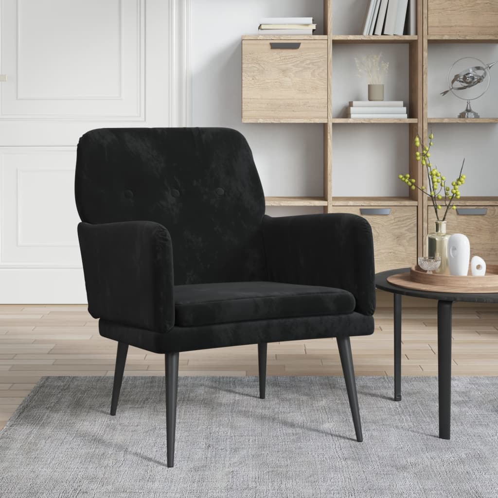 vidaXL Sillón de terciopelo negro 62x79x79 cm