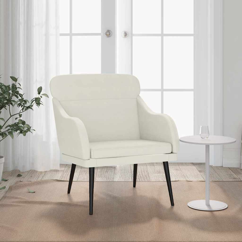 vidaXL Sillón de terciopelo color crema 63x76x80 cm