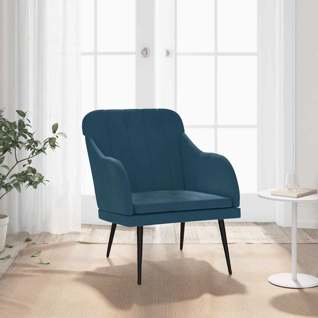 vidaXL Sillón de terciopelo azul 63x76x80 cm