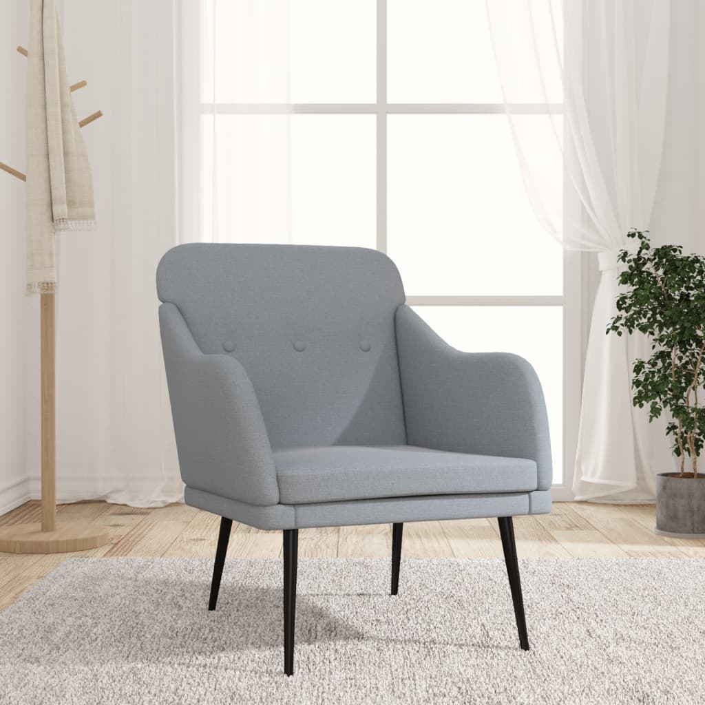 vidaXL Sillón de tela gris claro 63x76x80 cm
