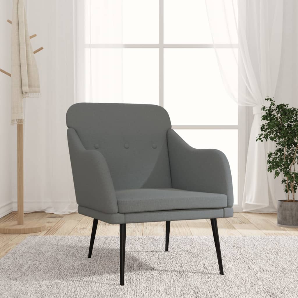 vidaXL Sillón de tela gris oscuro 63x76x80 cm