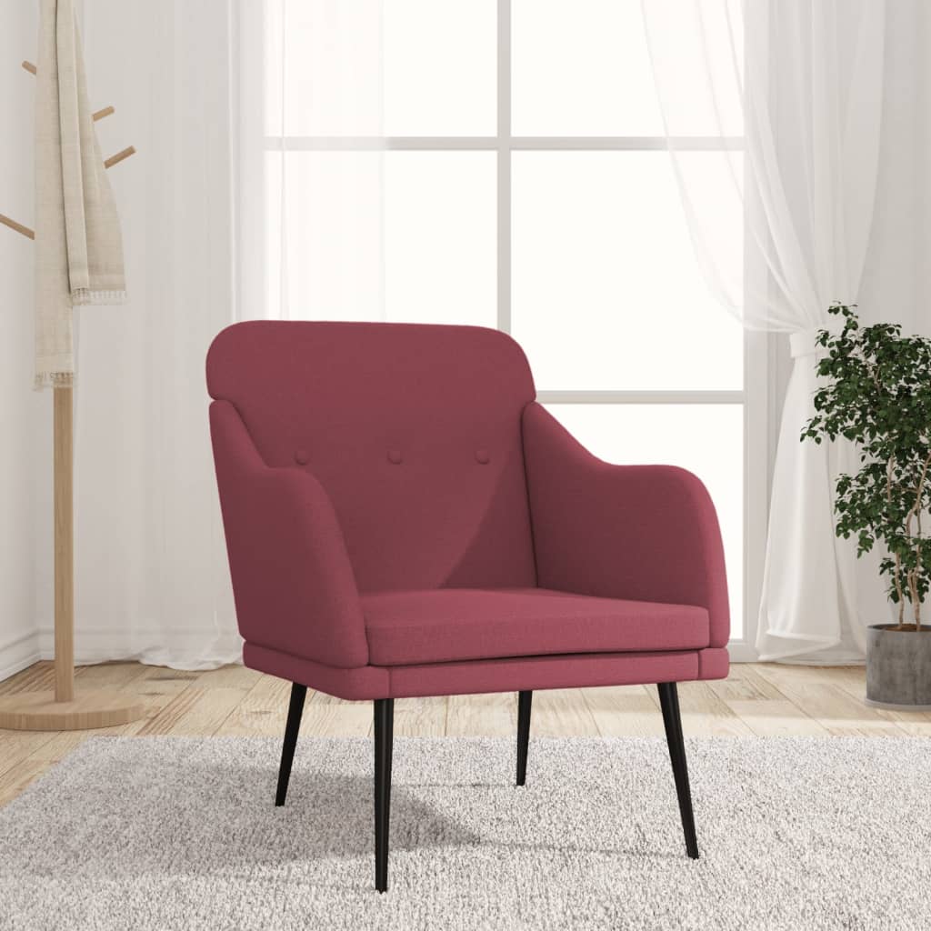 vidaXL Sillón de tela rojo tinto 63x76x80 cm