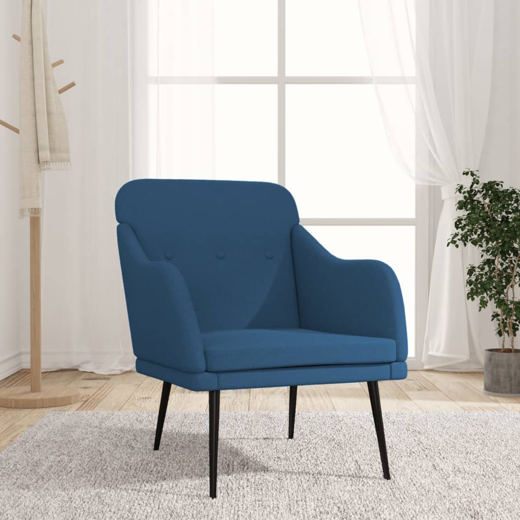 vidaXL Sillón de tela azul 63x76x80 cm