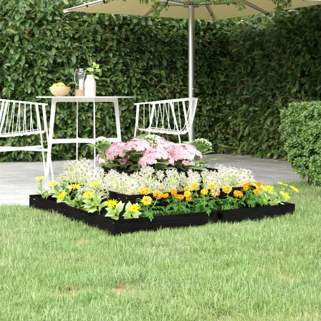 vidaXL Jardinera madera maciza de pino negro 110x110x27 cm