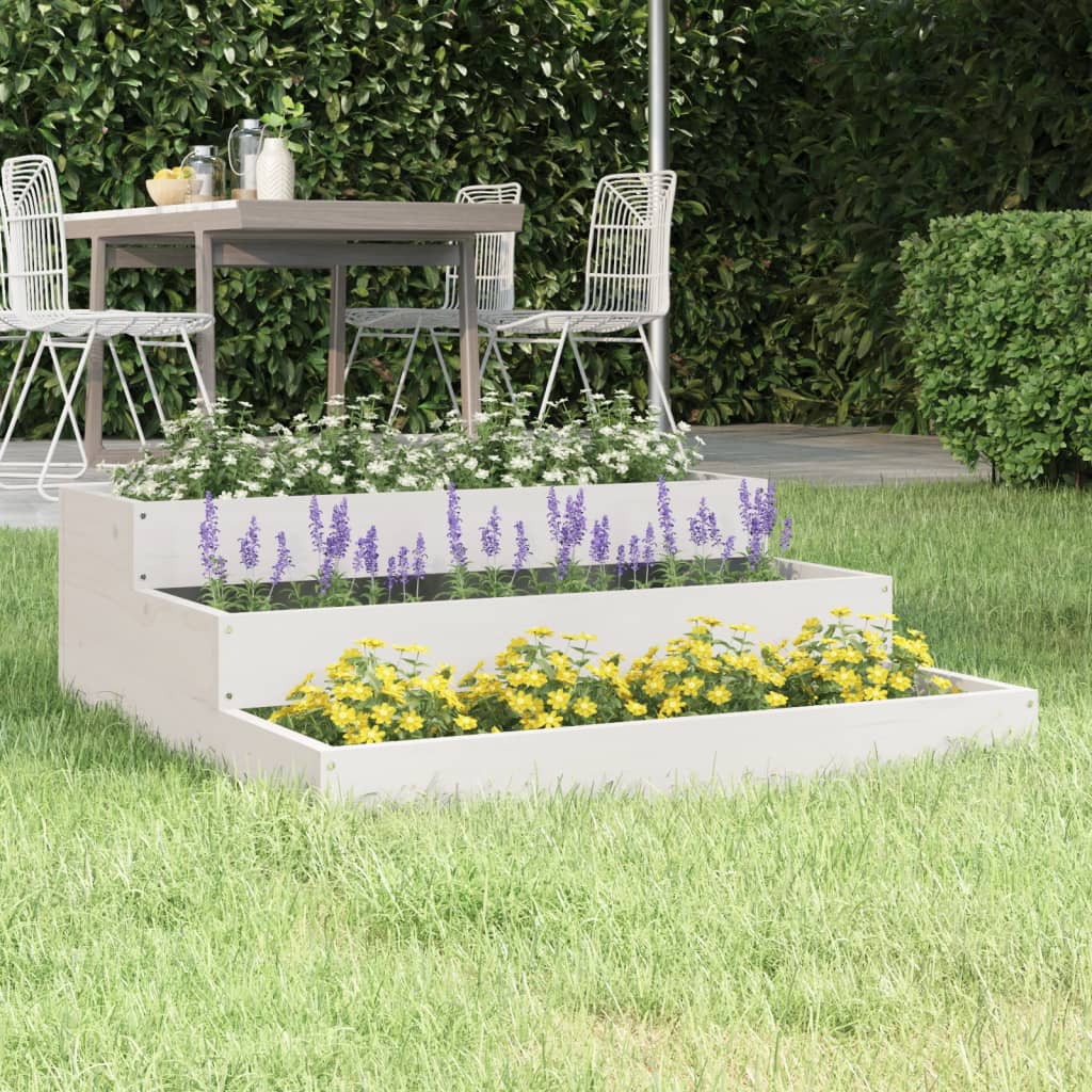 vidaXL Jardinera de madera maciza de pino blanco 78x78x27 cm