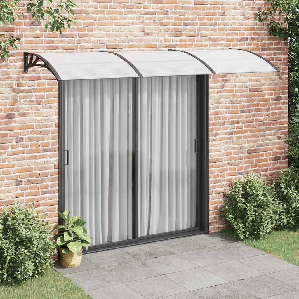 vidaXL Marquesina puerta policarbonato negro y transparente 300x75 cm