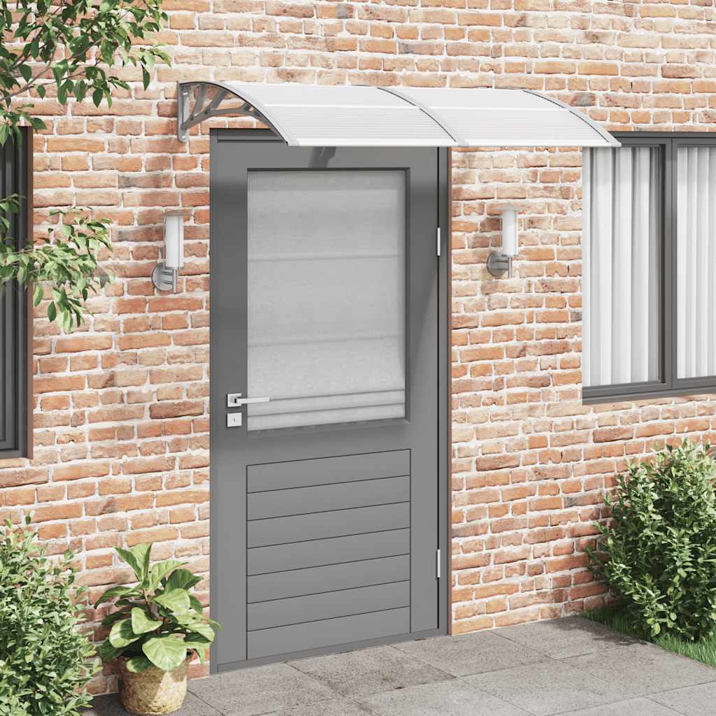 vidaXL Marquesina de puerta policarbonato gris 150x75 cm