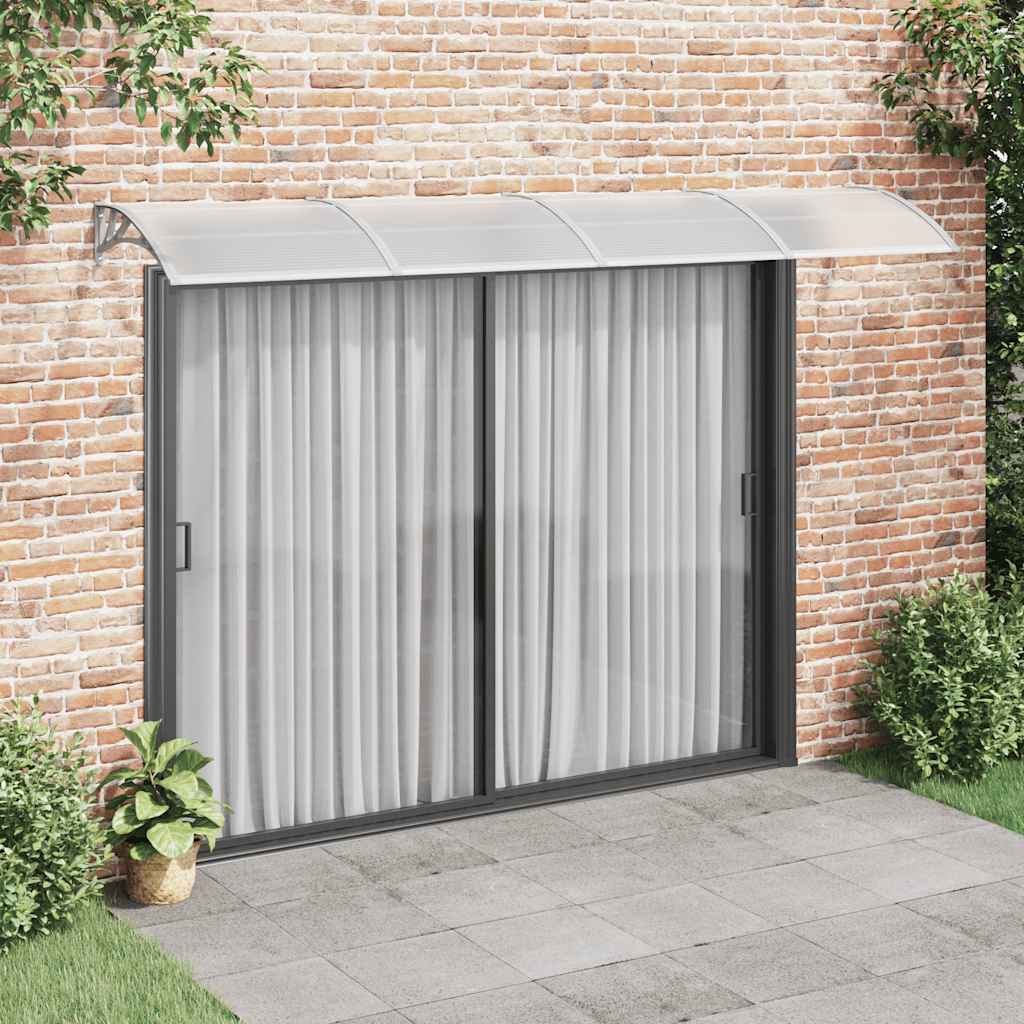 vidaXL Marquesina puerta policarbonato gris y transparente 350x75 cm