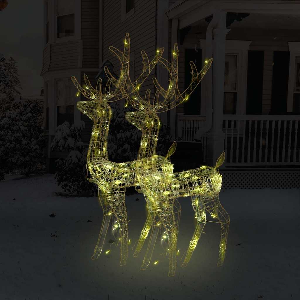 vidaXL Adorno de renos de Navidad acrílico 2 uds blanco cálido 128 cm