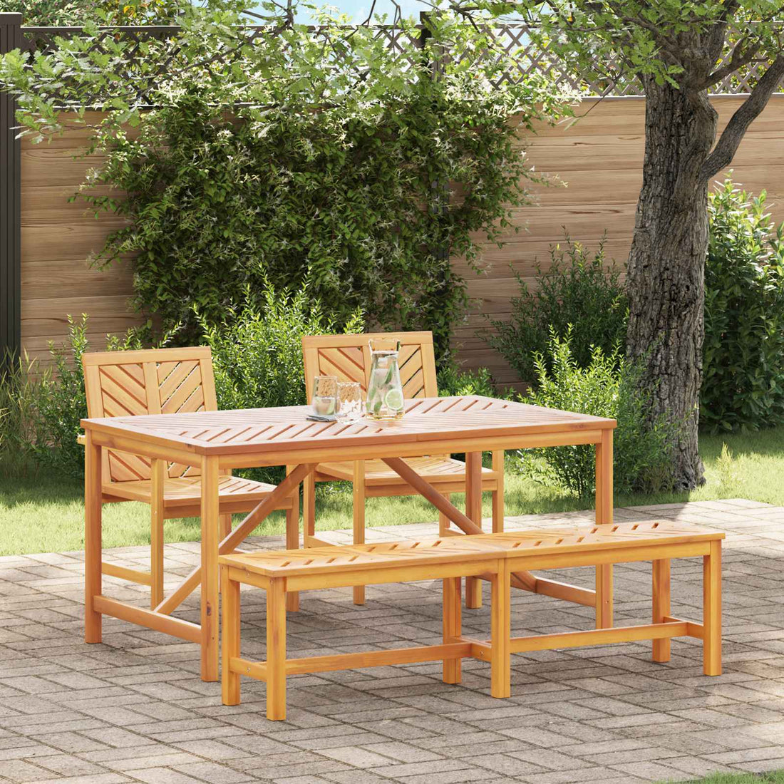 vidaXL Conjunto de Comedor de Jardín 4 uds. Marrón