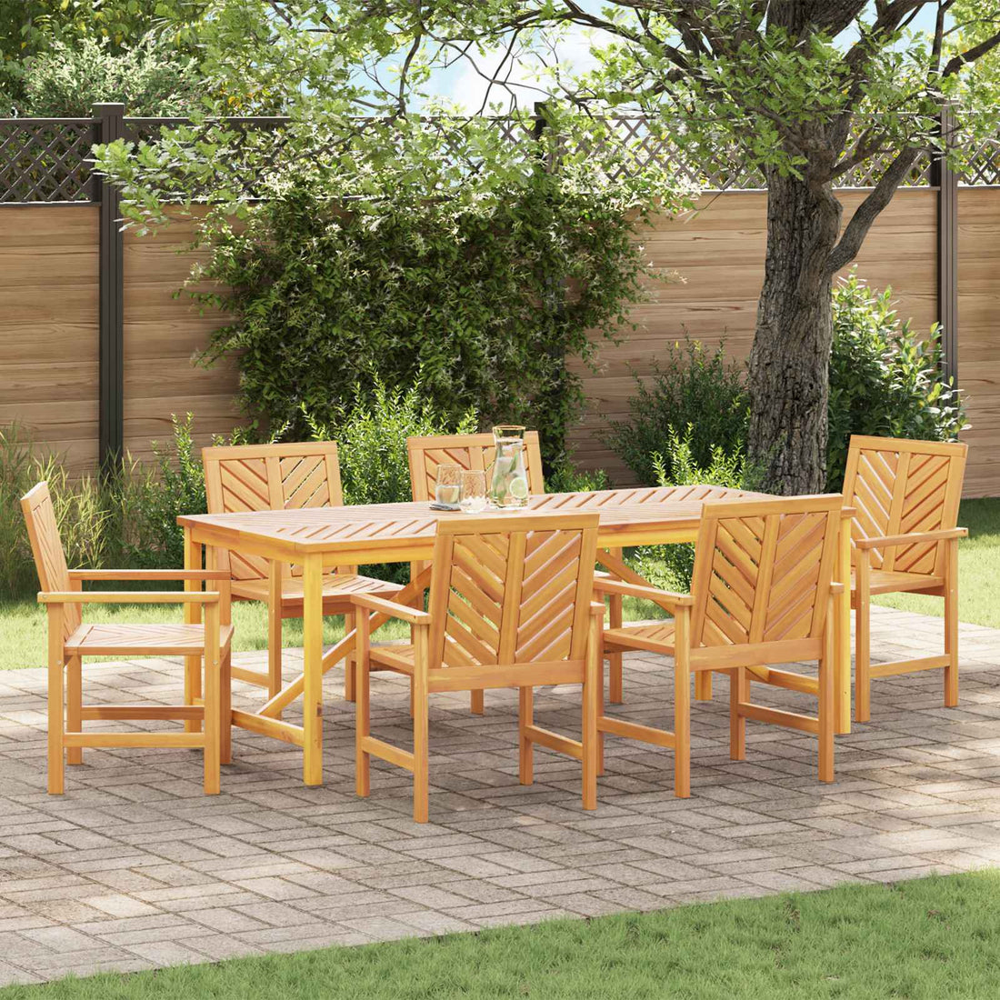 vidaXL Conjunto de Comedor de Jardín 7 uds. Marrón