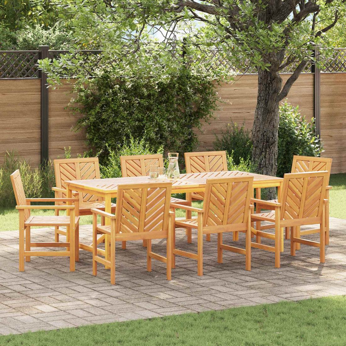 vidaXL Conjunto de Comedor de Jardín 9 uds. Marrón