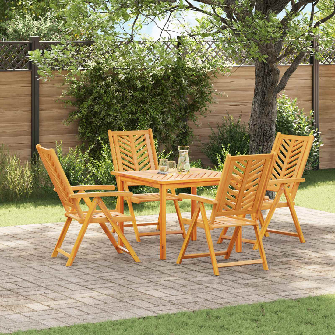 vidaXL Silla de Jardín 4 uds. Marrón Madera de Acacia Sólida