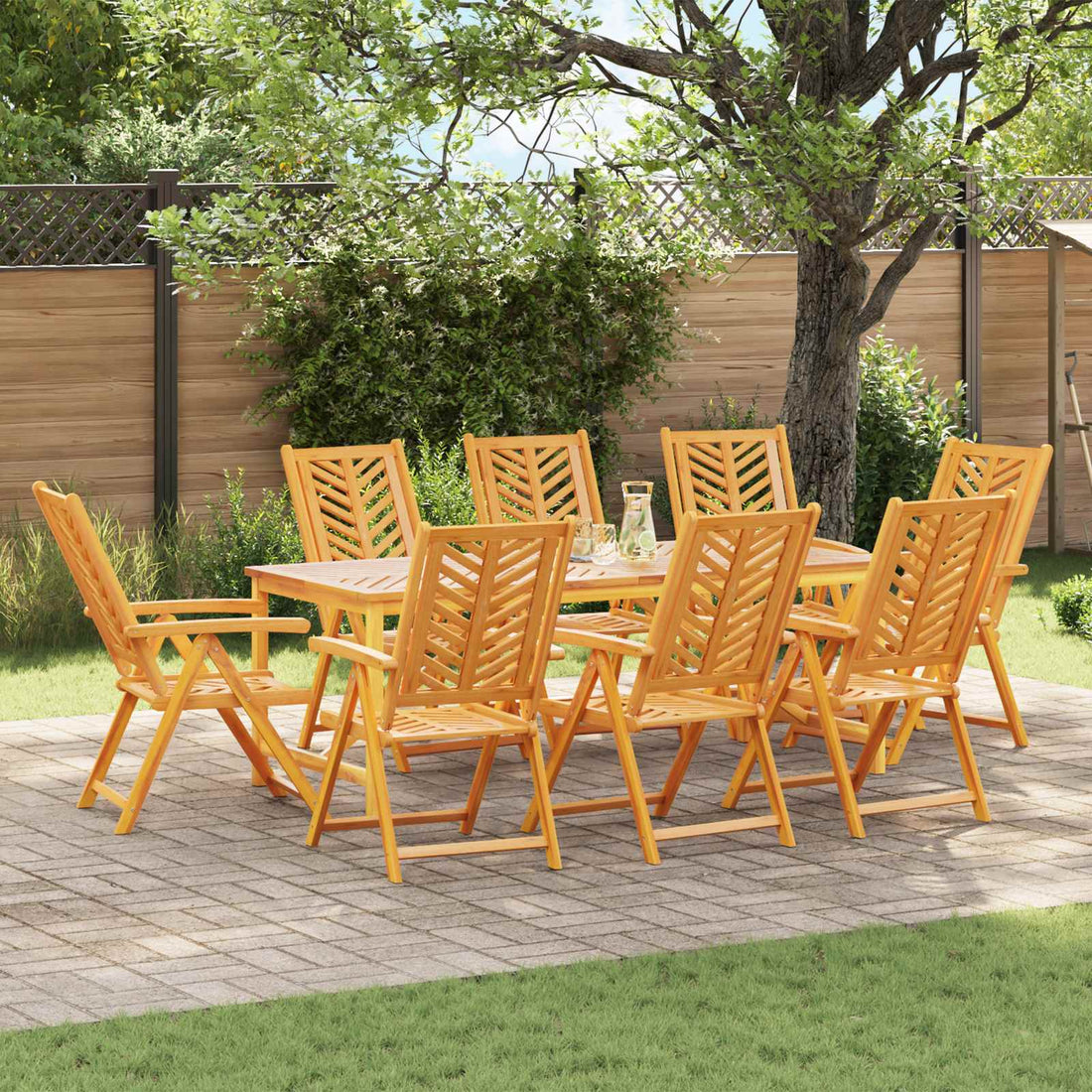 vidaXL Silla de Jardín 8 uds. Marrón Madera de Acacia Sólida