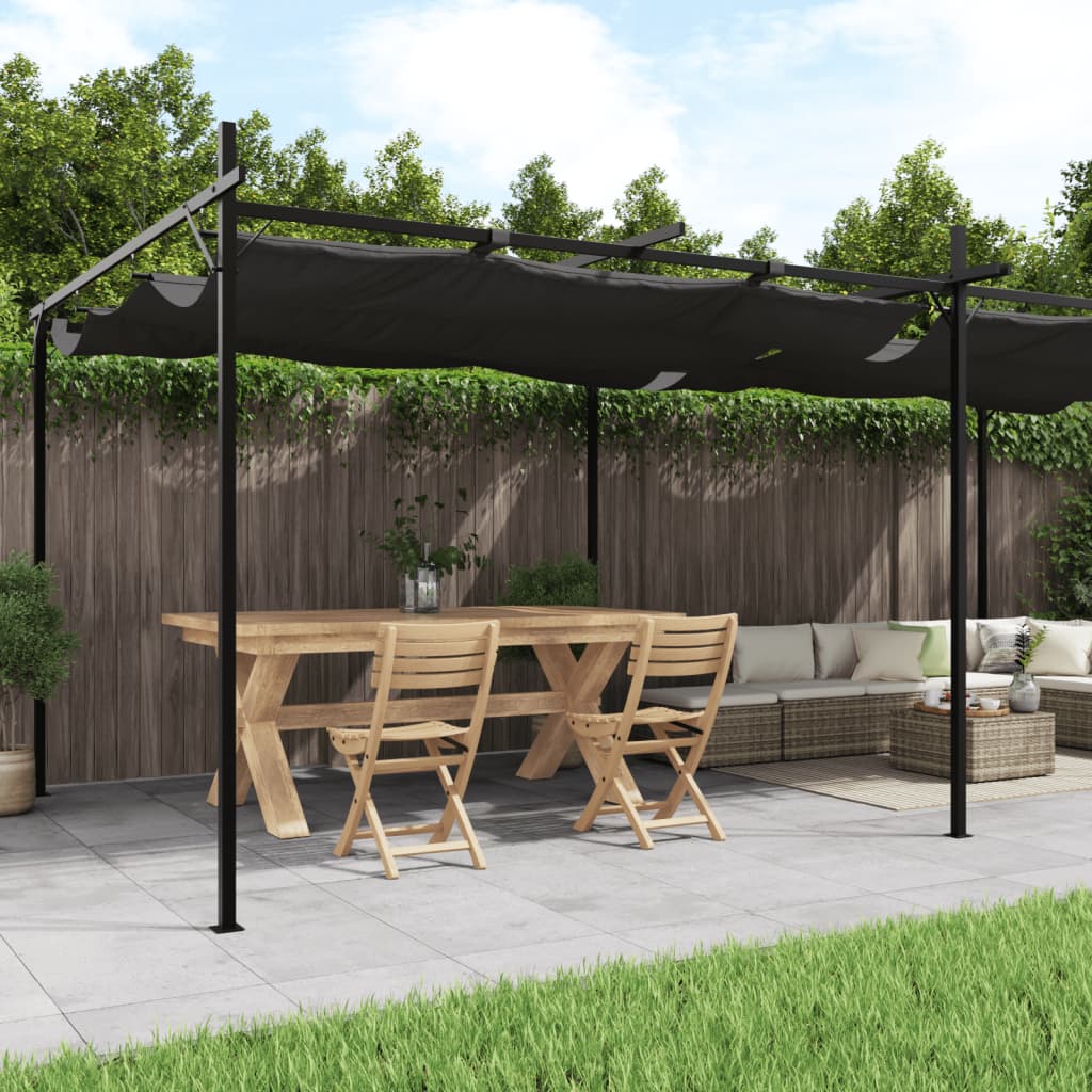 vidaXL Pérgola con cubierta retráctil gris antracita 589x292x230 cm