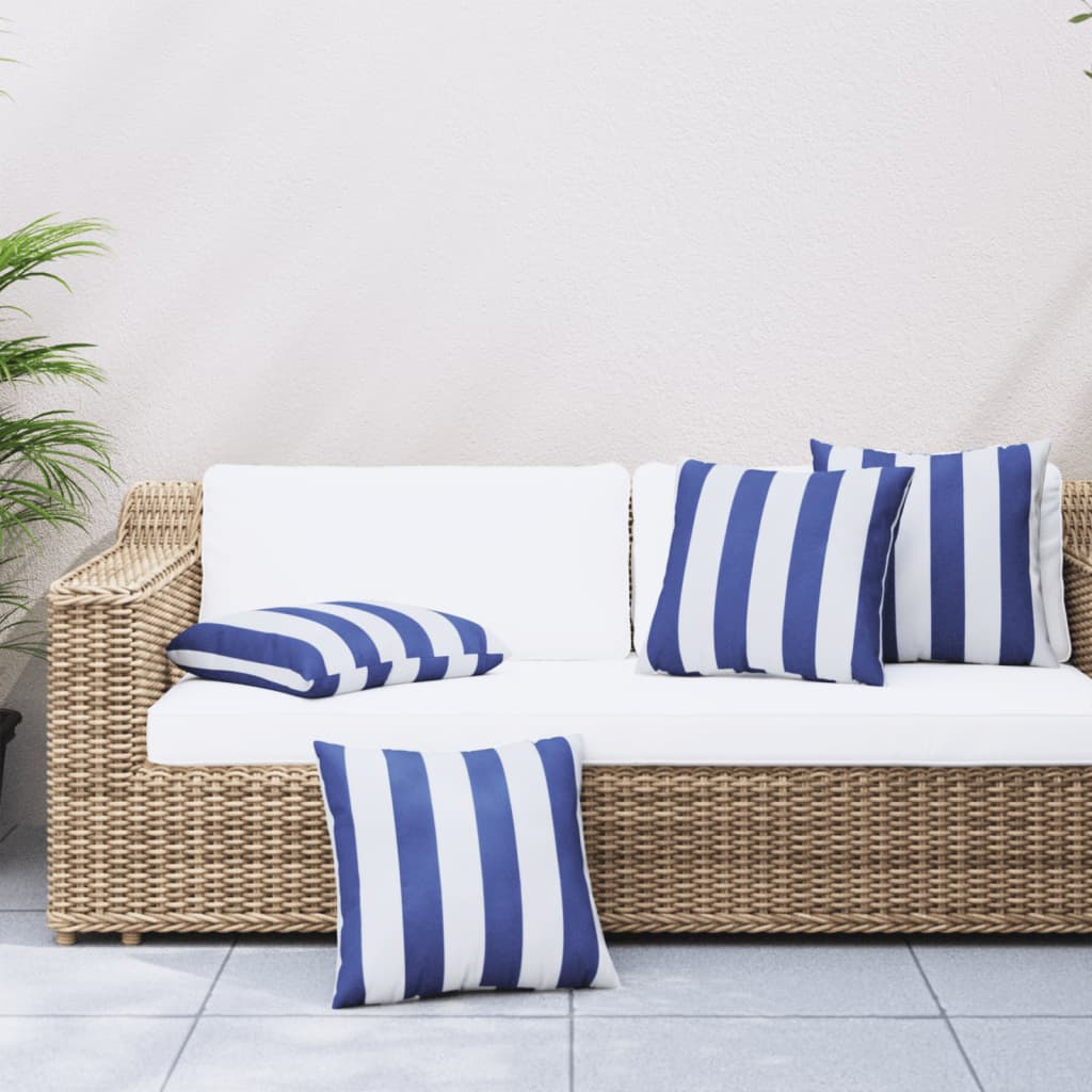 vidaXL Cojines 4 unidades tela a rayas azul y blanco 60x60 cm