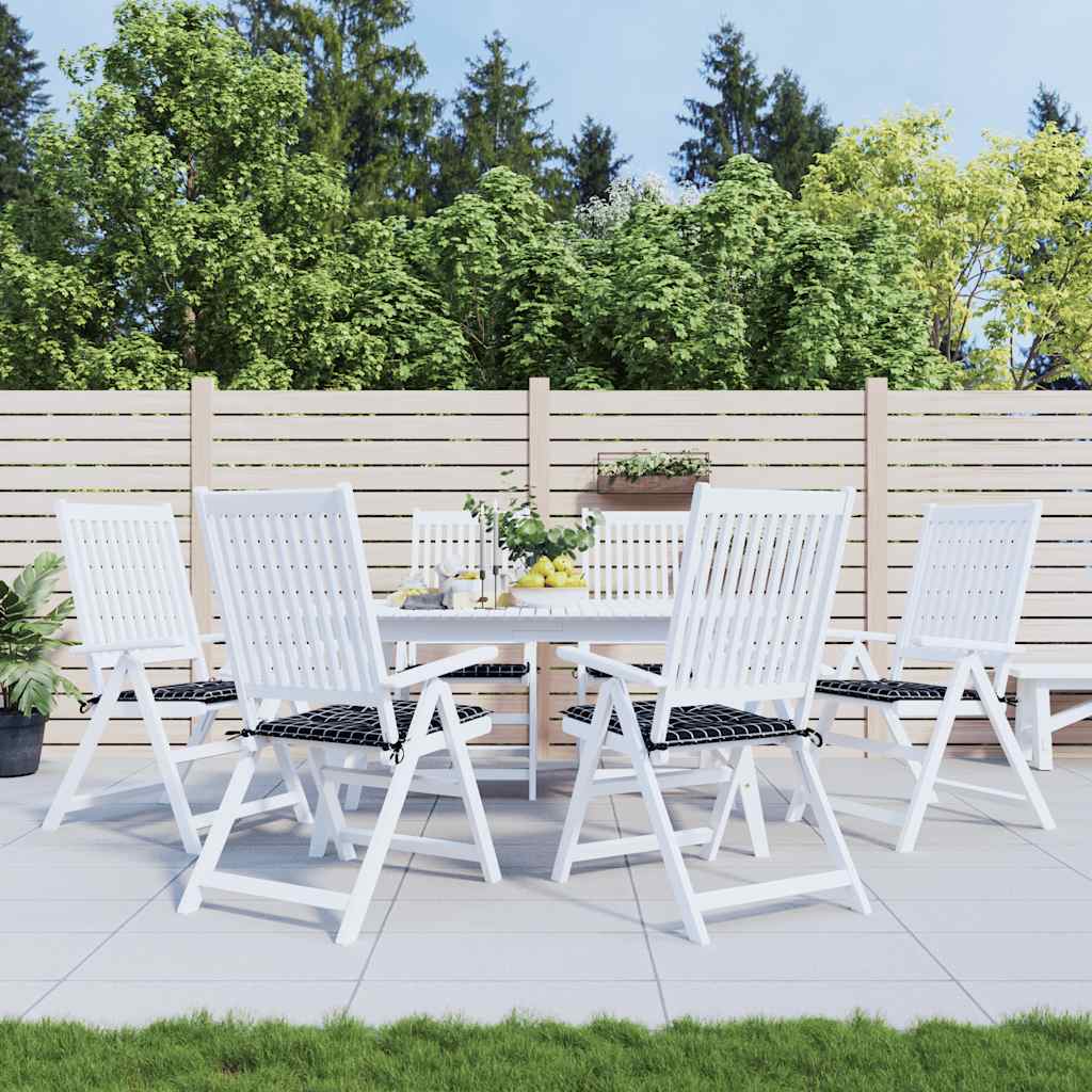 vidaXL Cojines de silla de jardín 6 uds tela a cuadros negro 40x40x3cm