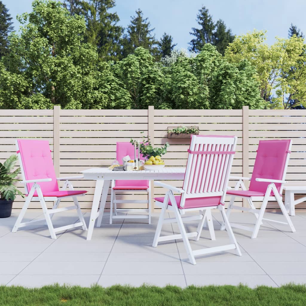 vidaXL Cojines para sillas con respaldo alto 4 uds tela rosa