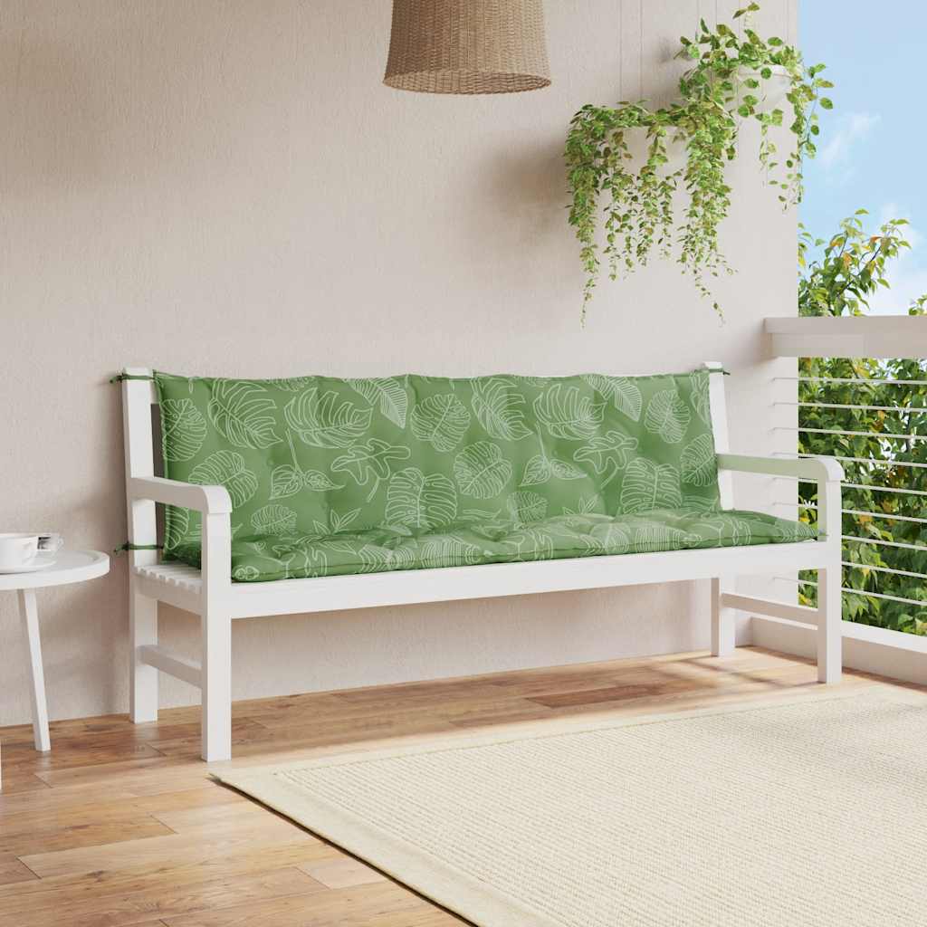 vidaXL Cojines de banco de jardín 2 uds tela Oxford estampado de hojas