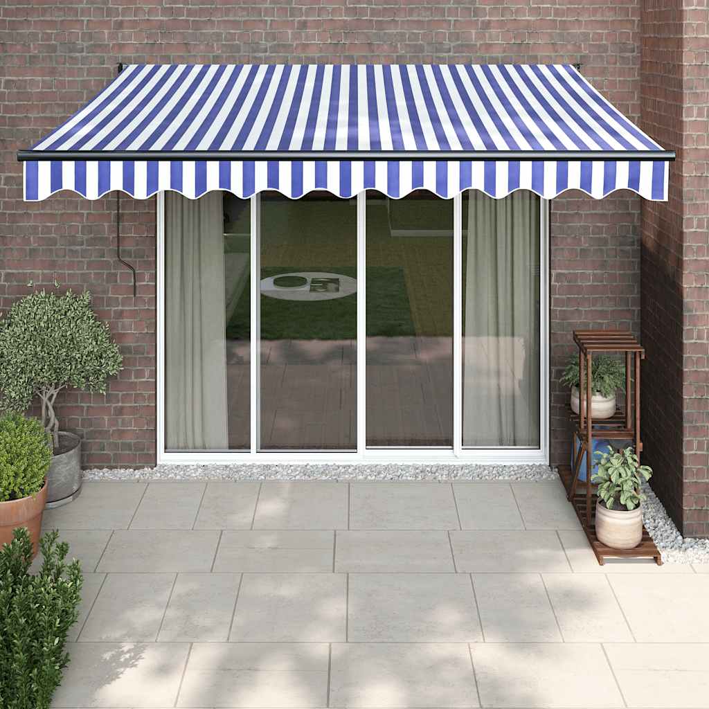 vidaXL Toldo retráctil aluminio y tela azul y blanco 3x2,5 m