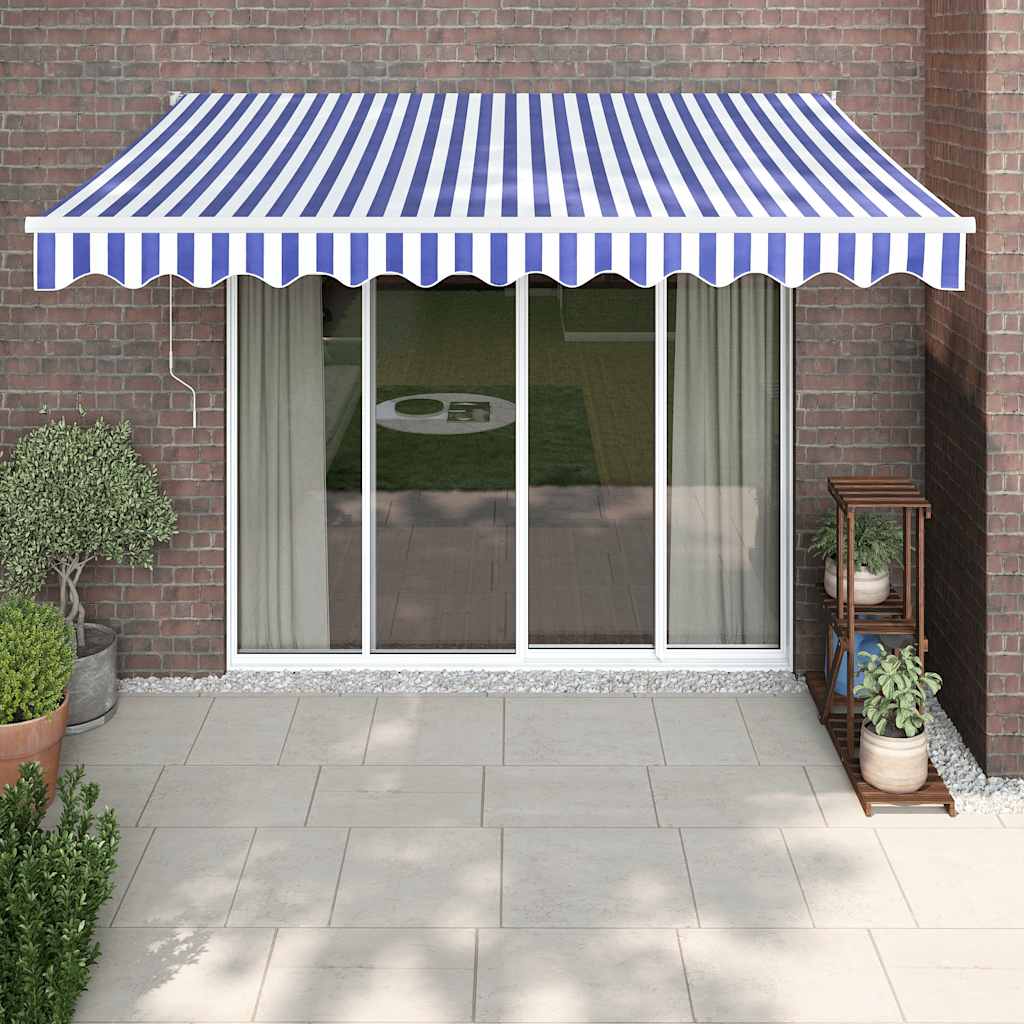 vidaXL Toldo retráctil automático azul y blanco 3x2,5 m