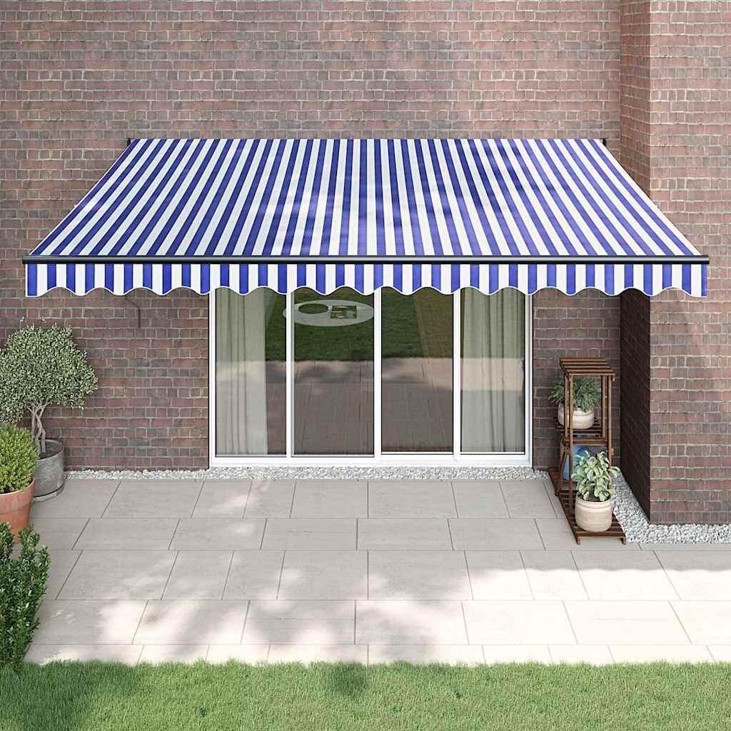 vidaXL Toldo retráctil automático azul y blanco 4x3 m