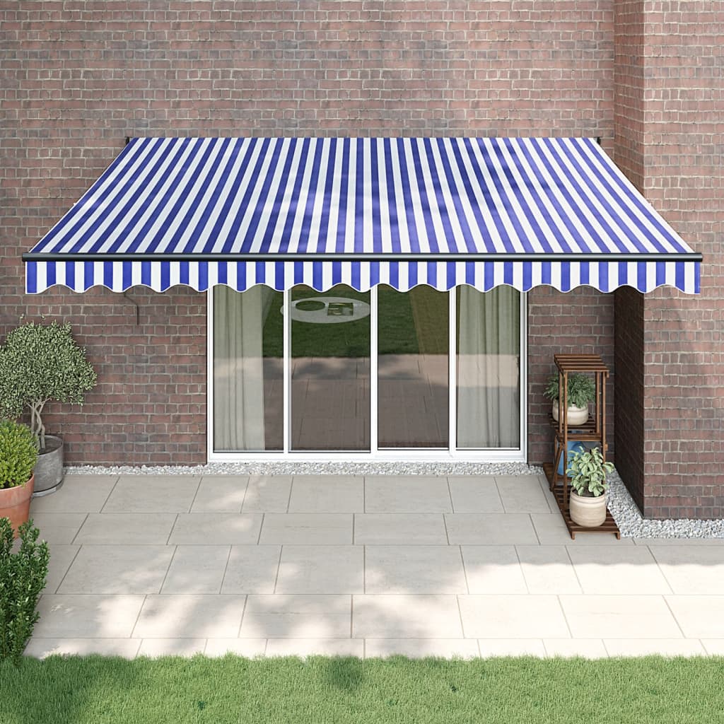 vidaXL Toldo retráctil automático azul y blanco 4,5x3 m
