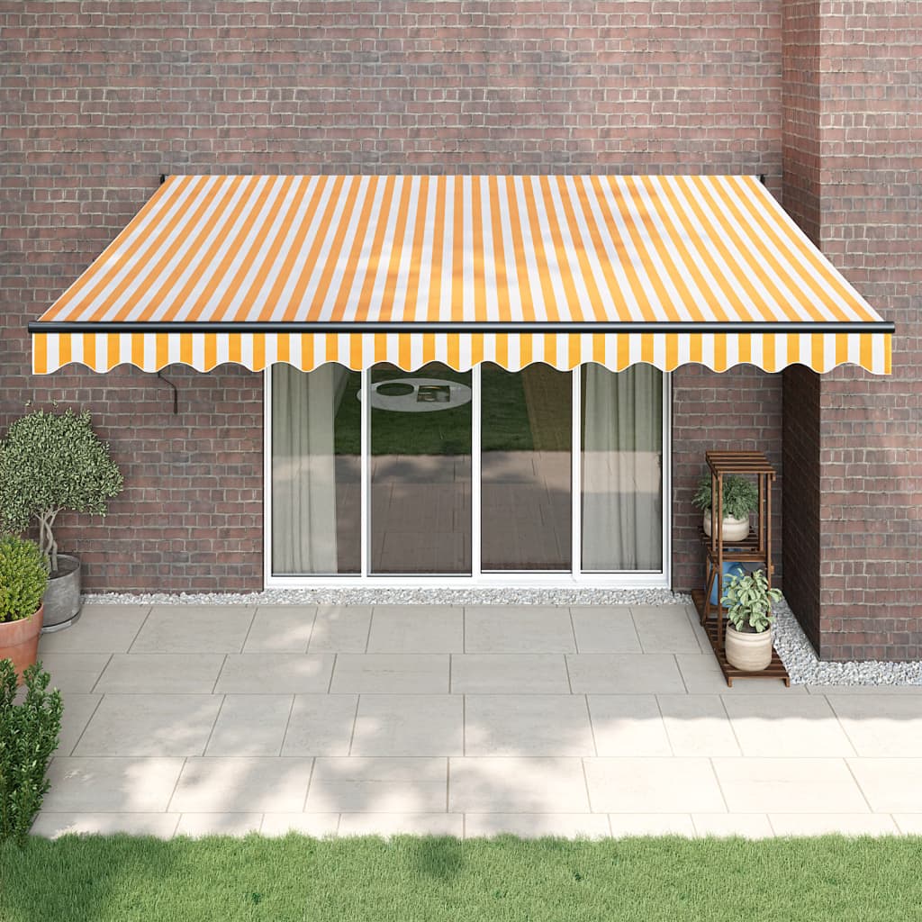 vidaXL Toldo retráctil automático amarillo y blanco 4,5x3 m