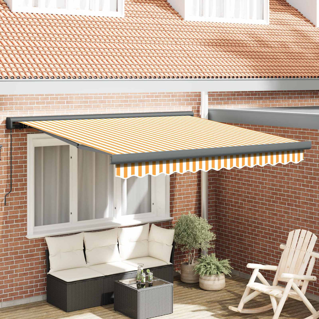 vidaXL | Toldo retráctil | Azul y Blanco con Marco Blanco 3,5 x 2,5 m