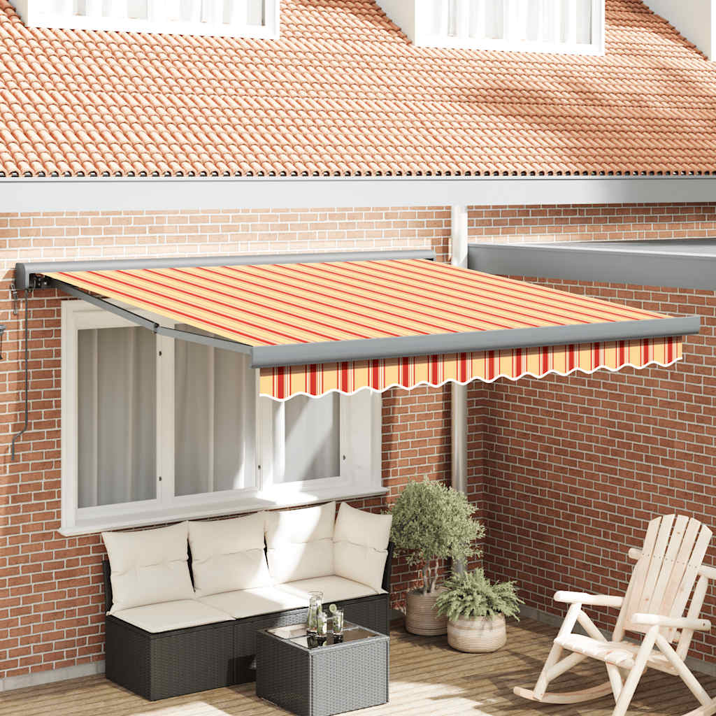 vidaXL Toldo retráctil aluminio y tela amarillo y blanco 3,5x2,5 m
