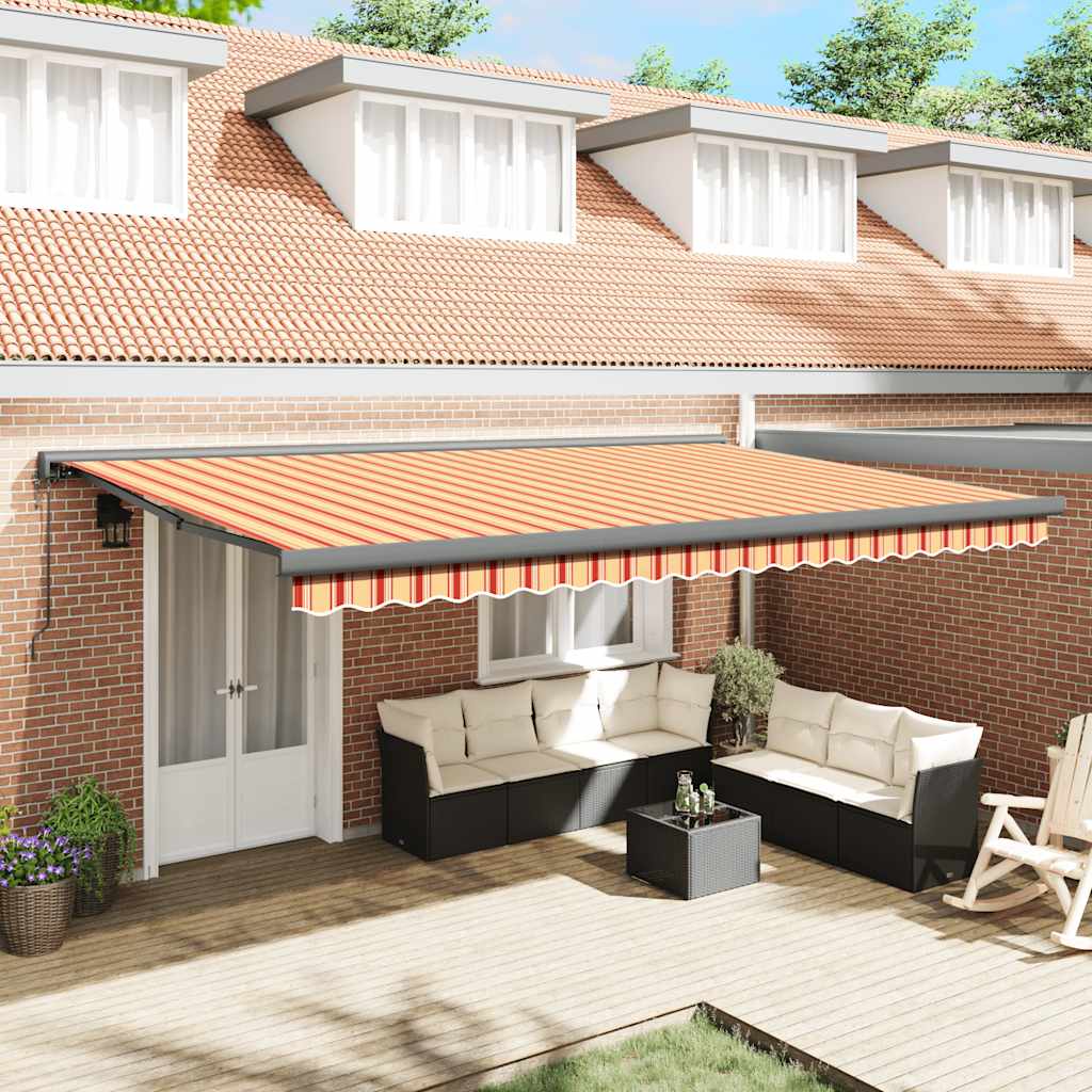 vidaXL Toldo retráctil aluminio y tela amarillo y blanco 5x3 m