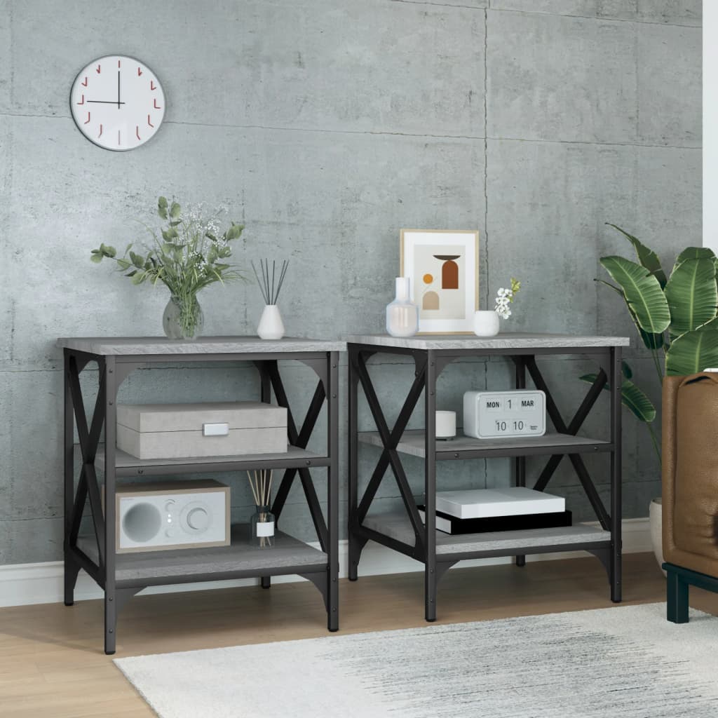 vidaXL Mesas auxiliares 2 uds madera gris Sonoma 40x42x50 cm