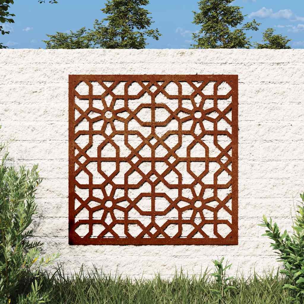 vidaXL Adorno de pared de jardín acero corten diseño morisco 55x55 cm