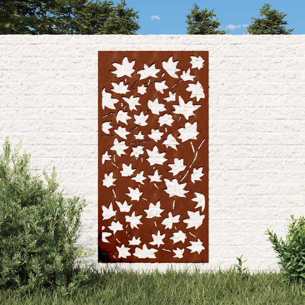 vidaXL Adorno de pared jardín acero corten diseño hoja arce 105x55 cm