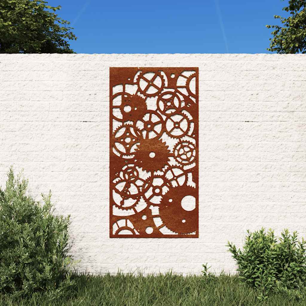 vidaXL Adorno de pared de jardín acero corten rueda dentada 105x55 cm
