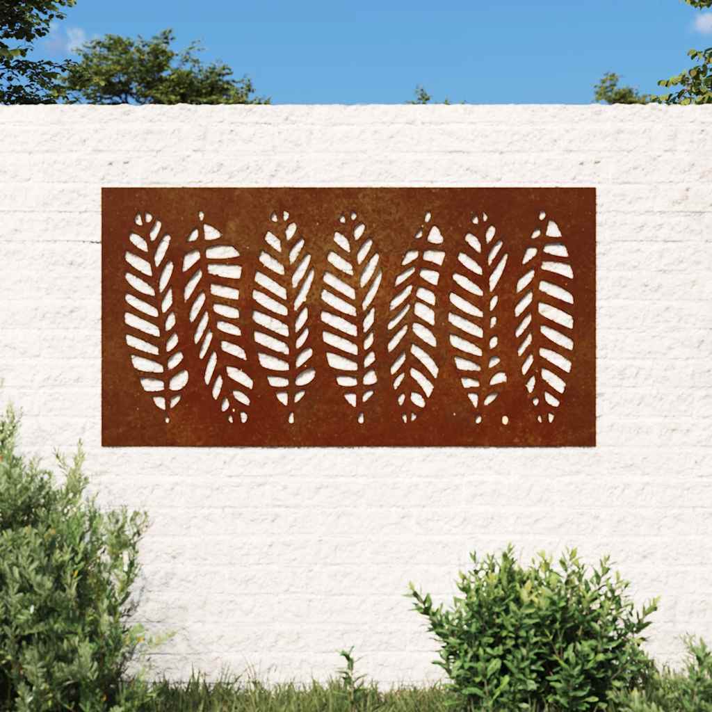 vidaXL Adorno de pared de jardín acero corten diseño de hoja 105x55 cm