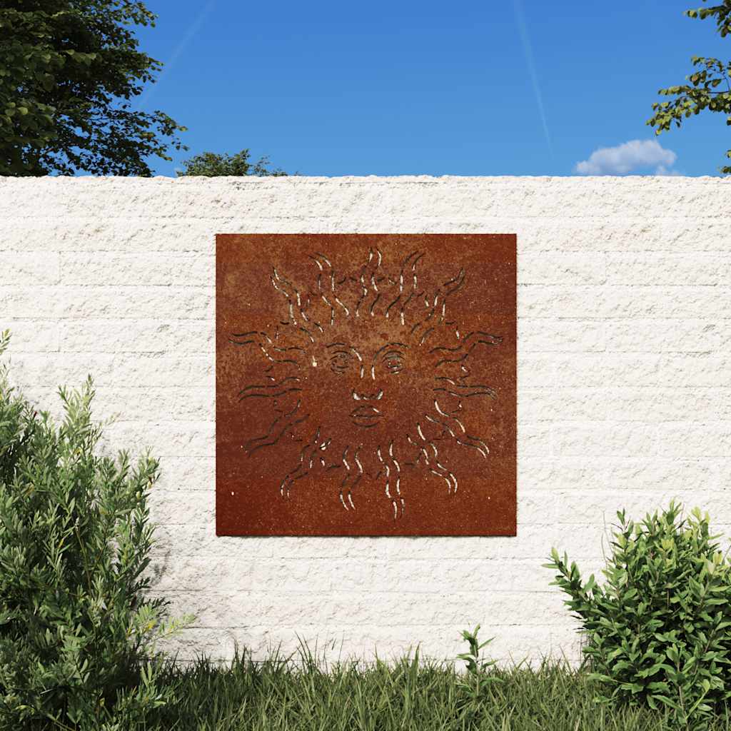 vidaXL Adorno de pared de jardín acero corten diseño sol 55x55 cm