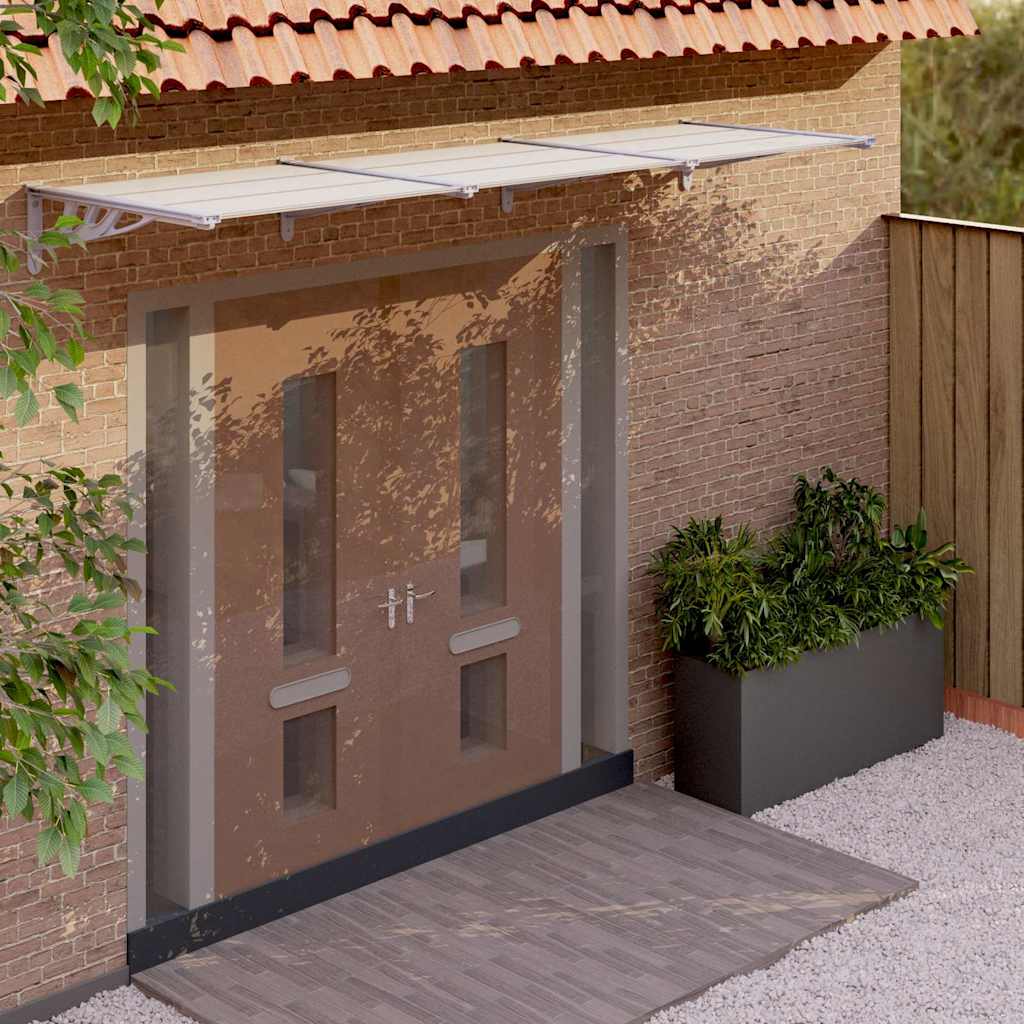 vidaXL Marquesina puerta policarbonato gris y transparente 297,5x90cm
