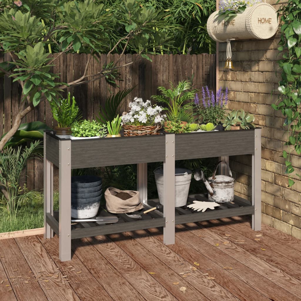 vidaXL Arriate de jardín con estante WPC gris 150x50x75 cm