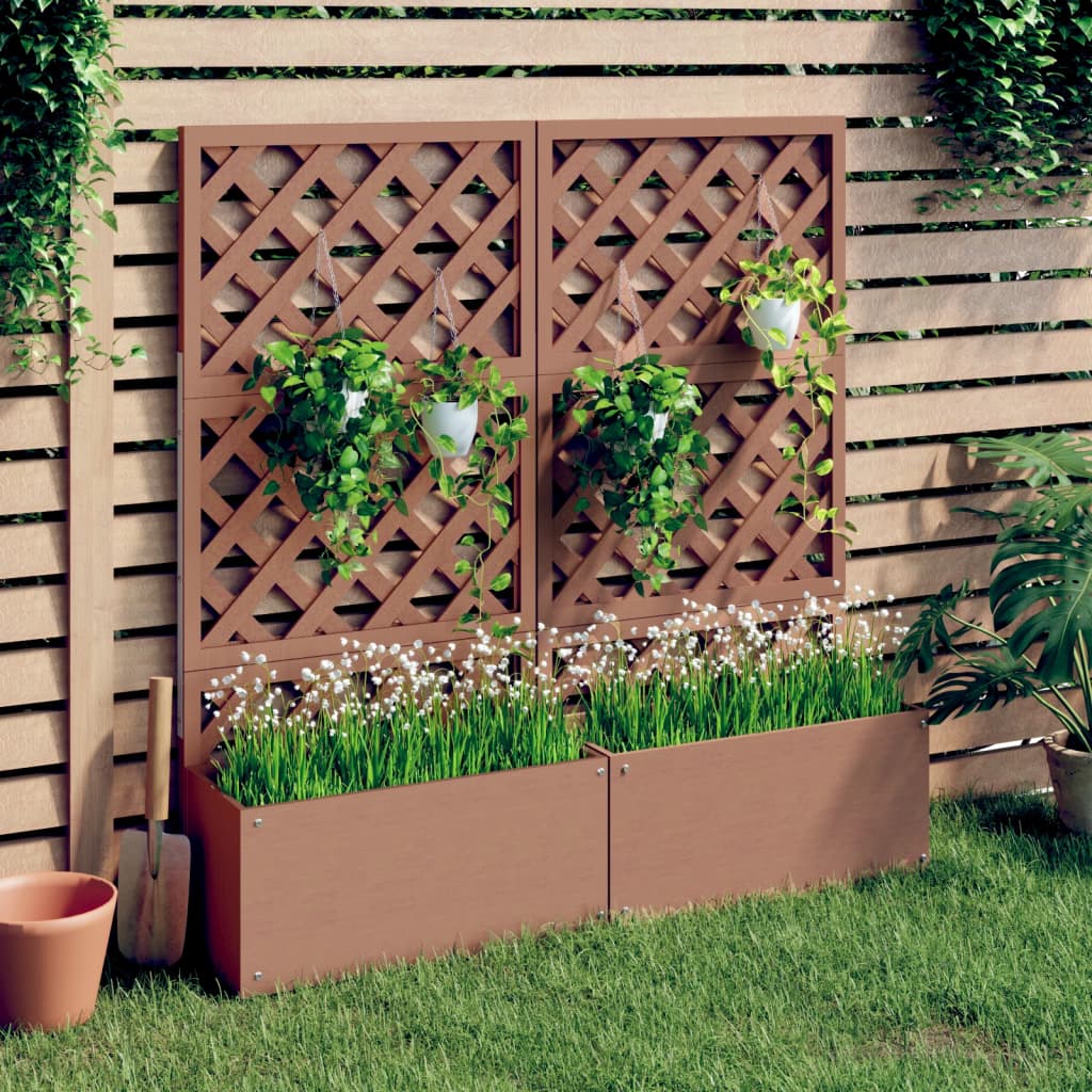 vidaXL Jardineras con enrejado 2 unidades WPC marrón 65x33x135 cm