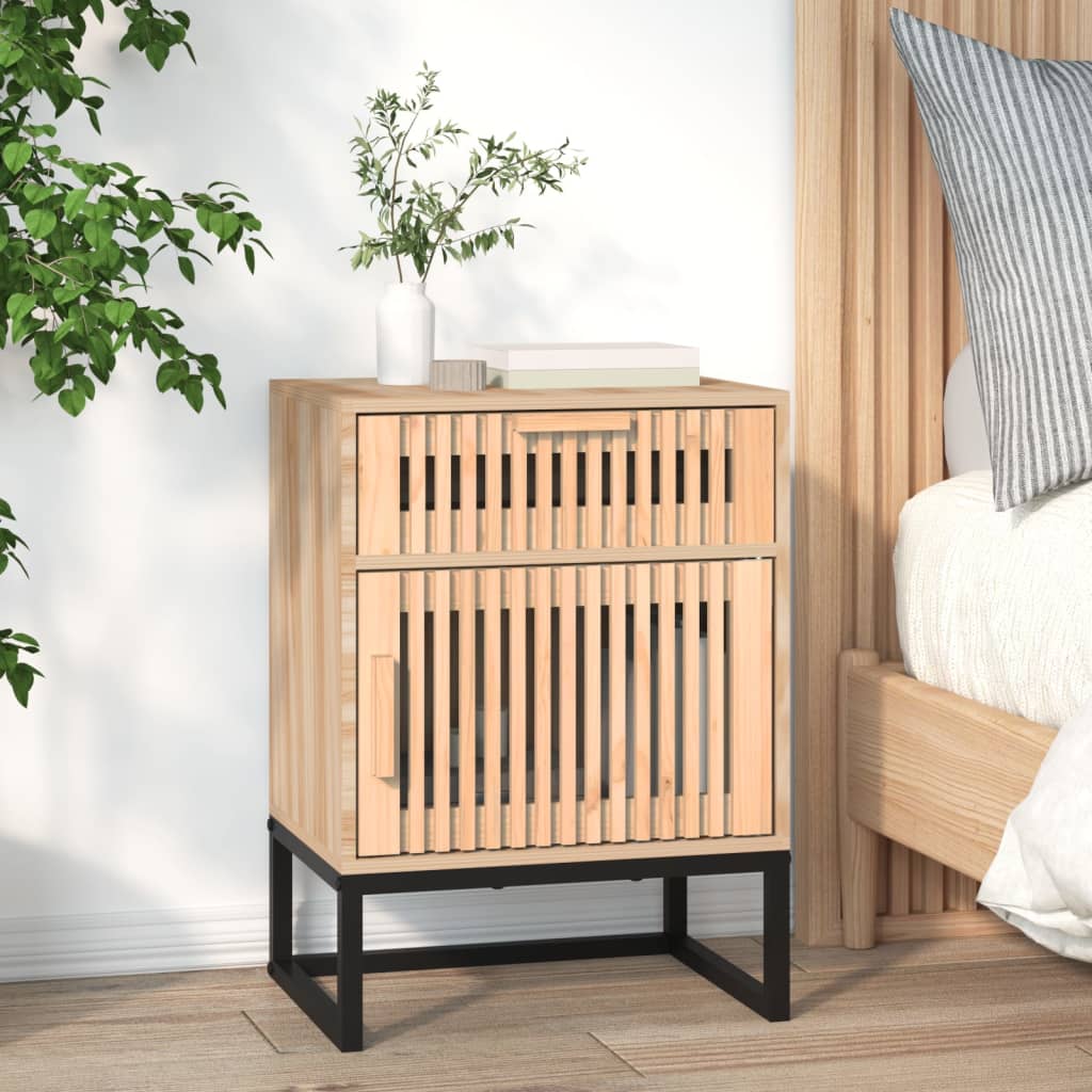 vidaXL Mesita de noche hierro y madera contrachapada 40x30x55,5 cm