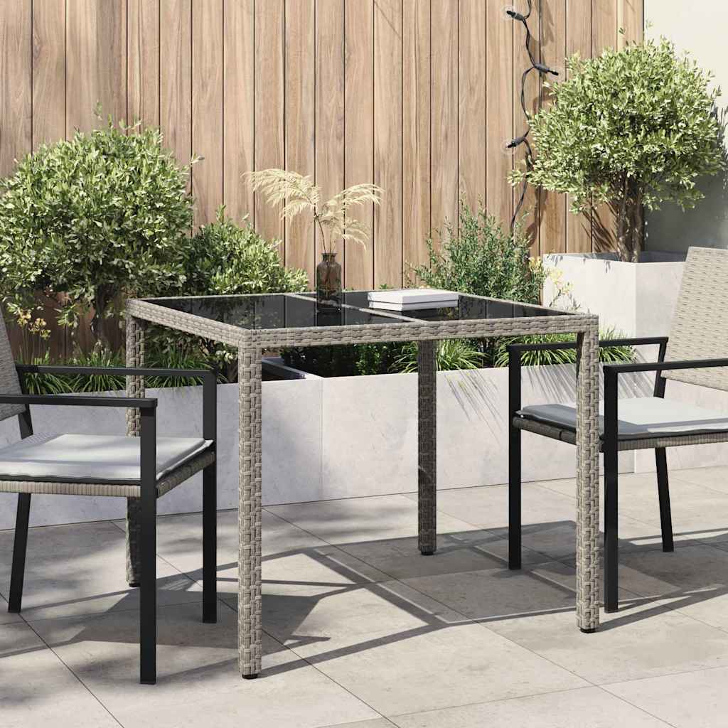 vidaXL Mesa de Jardín Gris 90 x 90 x 75 cm ratán sintético