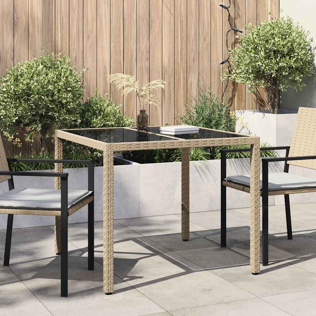 vidaXL Mesa de Jardín Beige 90 x 90 x 75 cm ratán sintético