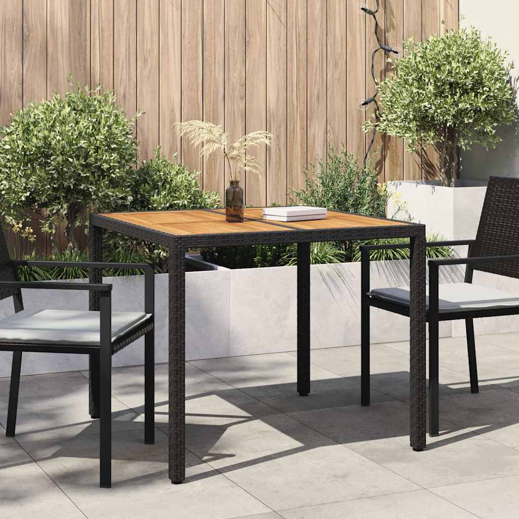 vidaXL Mesa de Jardín Negro 90 x 90 x 75 cm ratán sintético