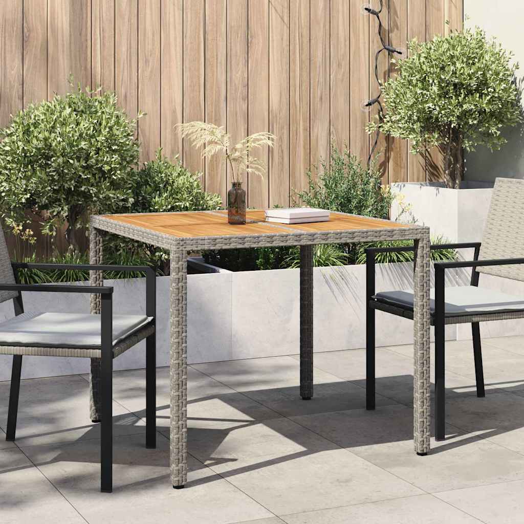vidaXL Mesa de Jardín Gris 90 x 90 x 75 cm ratán sintético