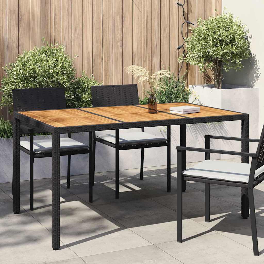 vidaXL Mesa de Jardín Negro 150 x 90 x 75 cm ratán sintético